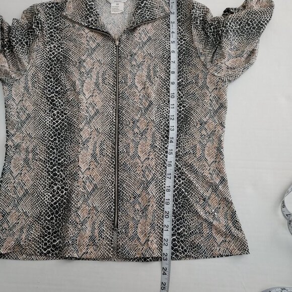 Exclusively Misook Full Zip Snakeskin Print Sequins Jacket Size XS - Picture 5 of 8
